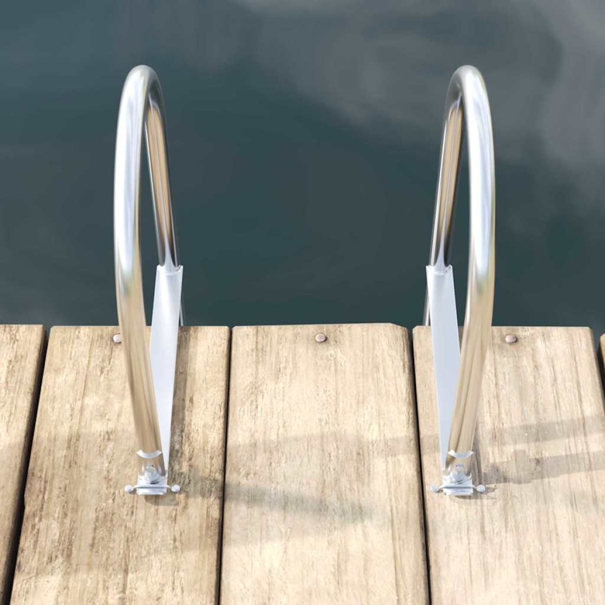 vidaXL 3-Βήμα Σκάλα για Μώλο Ασημί 45 x 11,5 x 134 εκ Αλουμίνιο