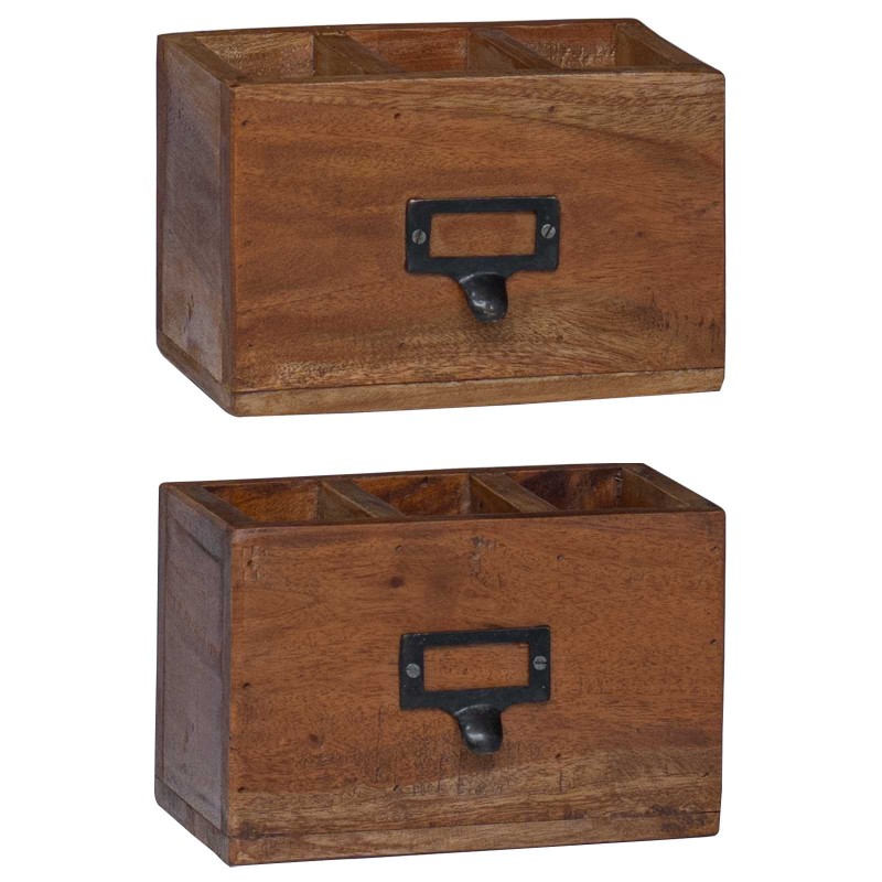 vidaXL Θήκη για Μολύβια Πολύχρωμο 18 x 10 x 12 εκ Στερεό ξύλο Μαόνι