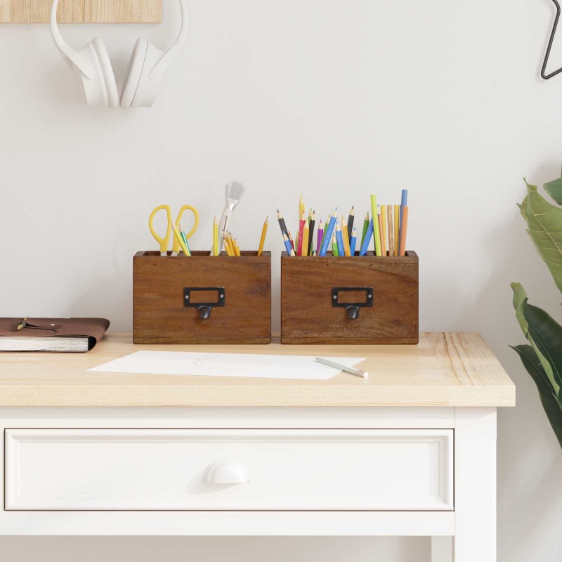 vidaXL Θήκη για Μολύβια Πολύχρωμο 18 x 10 x 12 εκ Στερεό ξύλο Μαόνι