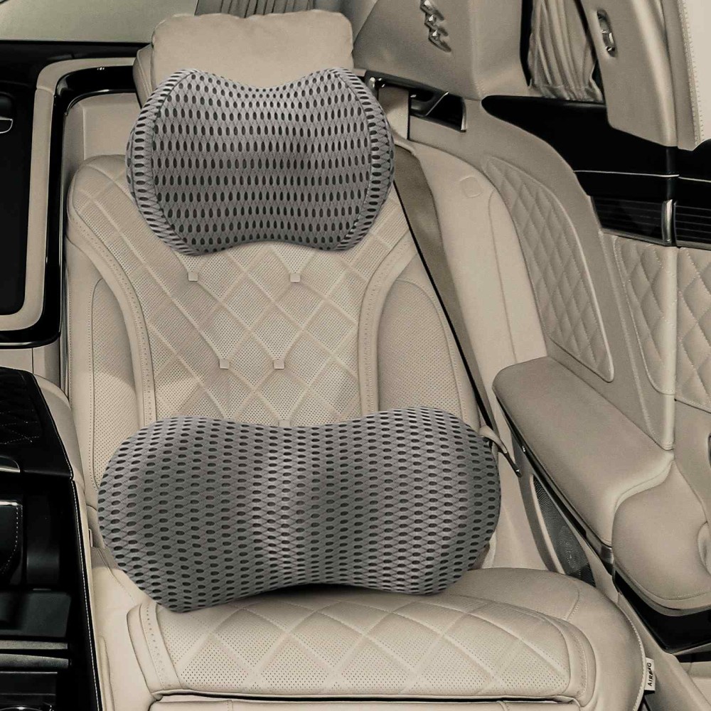 vidaXL Μαξιλάρι με μαξιλάρι Ρυθμιζόμενος 2 pcs Γκρι 4D Δίχτυ