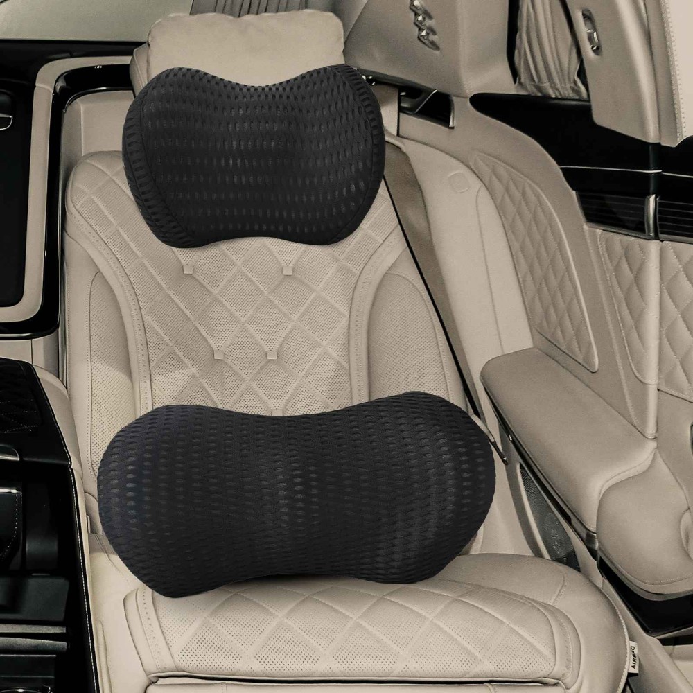 vidaXL Μαξιλάρι με μαξιλάρι Ρυθμιζόμενος 2 pcs Μαύρο 4D Δίχτυ