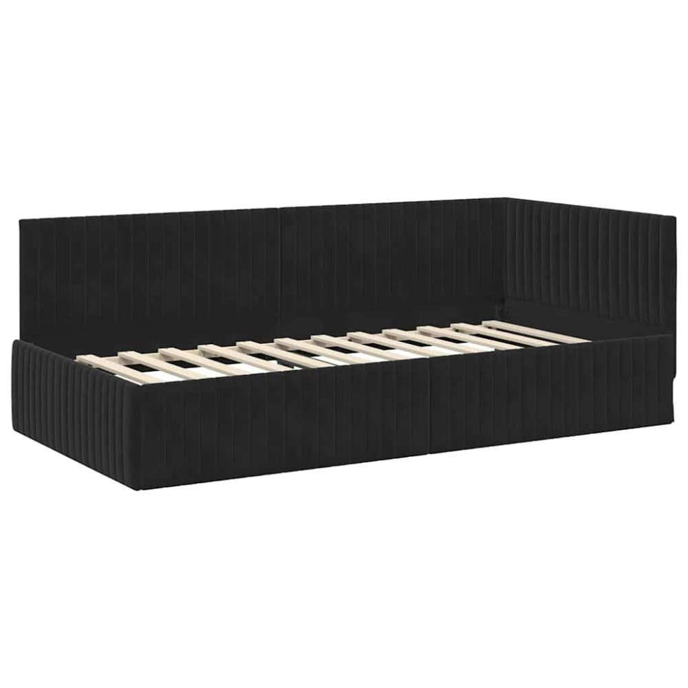 vidaXL Κρεβάτι Γωνίας με κεφαλάρι Μαύρο 100 x 200 cm Βελούδο
