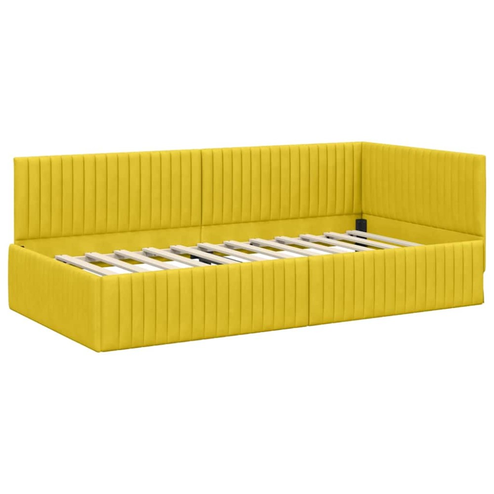 vidaXL Κρεβάτι Γωνίας με κεφαλάρι Κίτρινο 100 x 200 cm Βελούδο