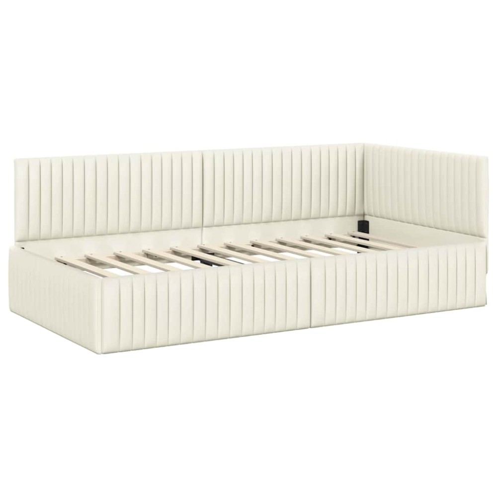 vidaXL Κρεβάτι Γωνίας με κεφαλάρι Κρεμ 100 x 200 cm Βελούδο