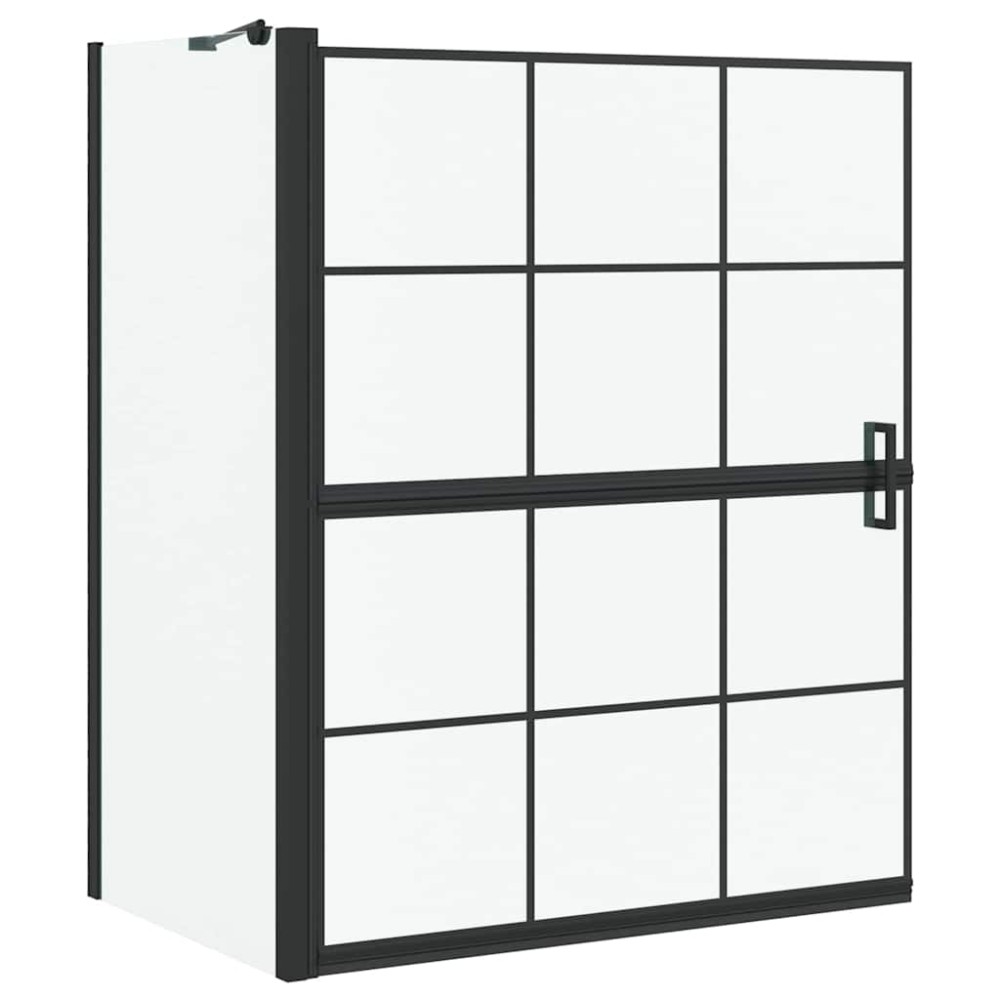 vidaXL Οθόνη ντους μπάνιου Μαύρο και Διαφανές 116 x 68 x 128 εκ.