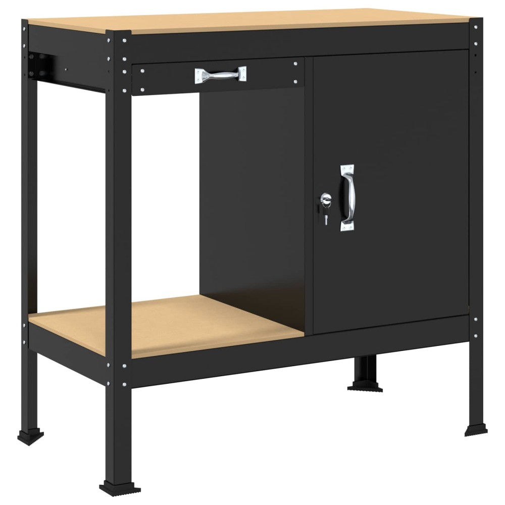 vidaXL Εργαστηριακός πάγκος με συρτάρι με ράφι Μαύρο 90 x 49 x 91 εκ.