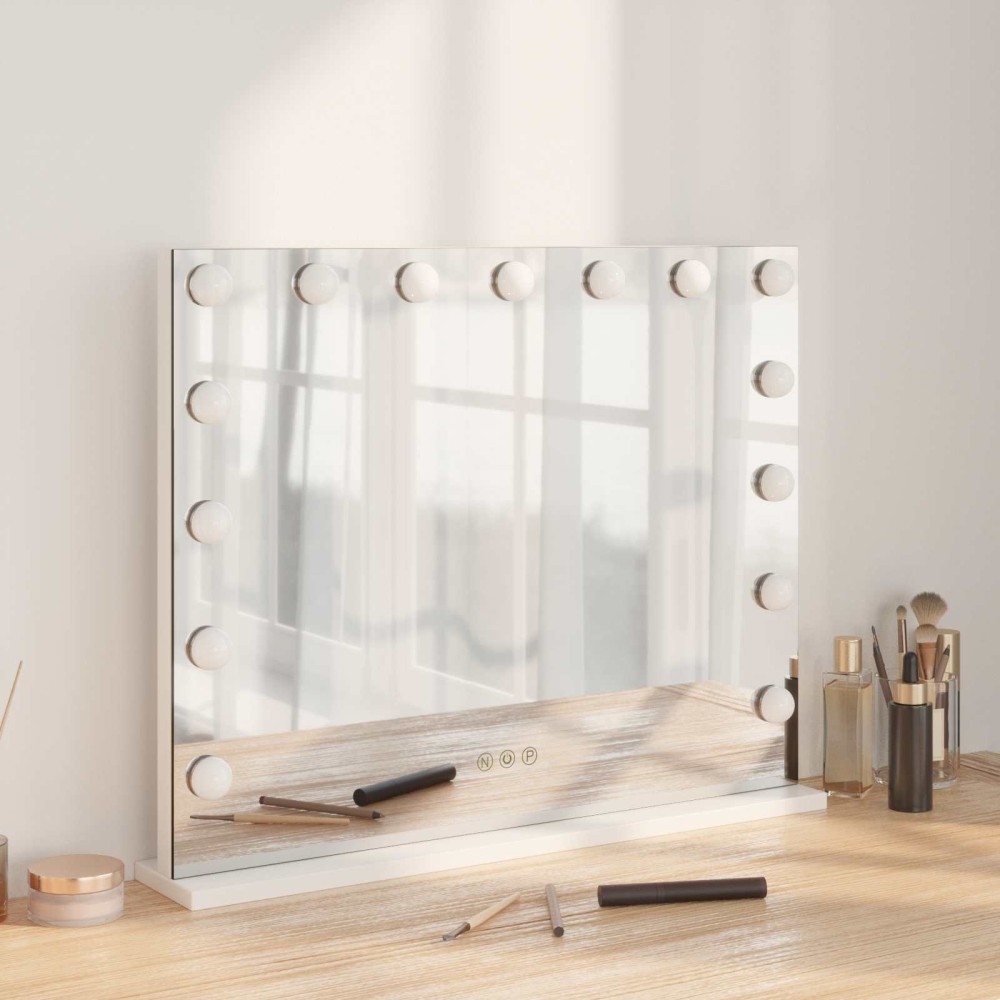 vidaXL Καθρέφτης Vanity LED Λευκός 58 x 10 x 47 εκ Γυαλί και Χάλυβας