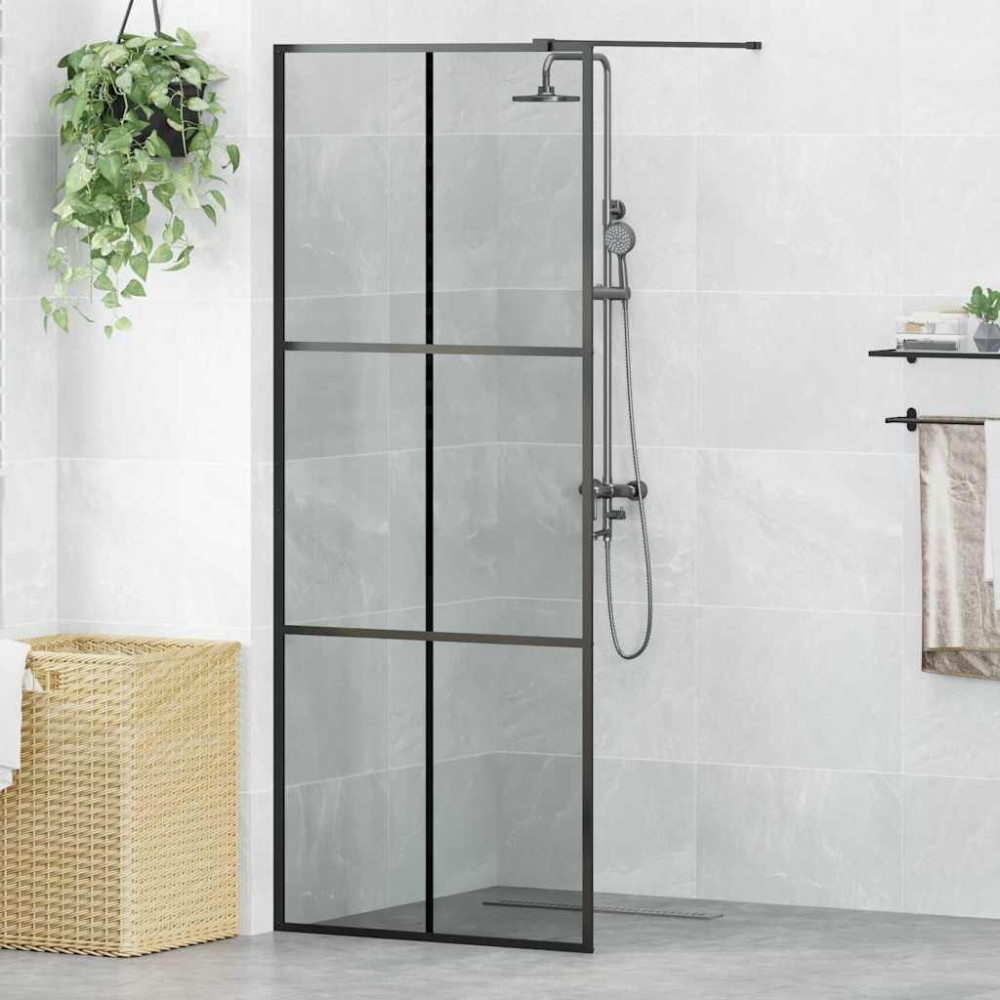 vidaXL Τοίχος Ντους Walk-in Μαύρο 80 x 195 cm σκληρυμένο γυαλί