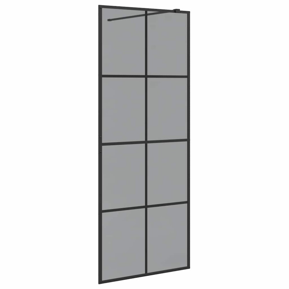 vidaXL Τοίχος Ντους Walk-in Μαύρο 80 x 195 cm σκληρυμένο γυαλί