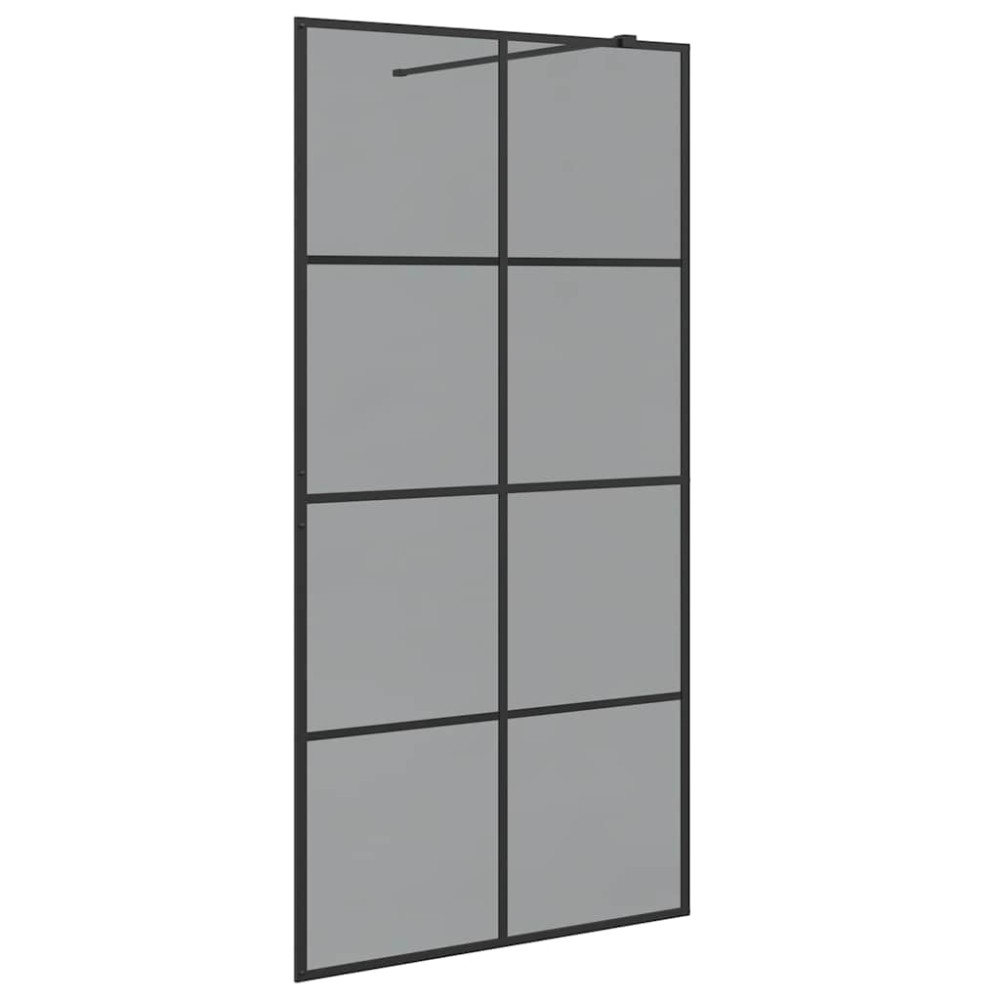 vidaXL Τοίχος Ντους Walk-in Μαύρο 100 x 195 cm σκληρυμένο γυαλί