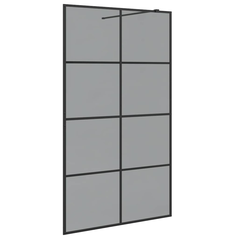 vidaXL Τοίχος Ντους Walk-in Μαύρο 115 x 195 cm σκληρυμένο γυαλί