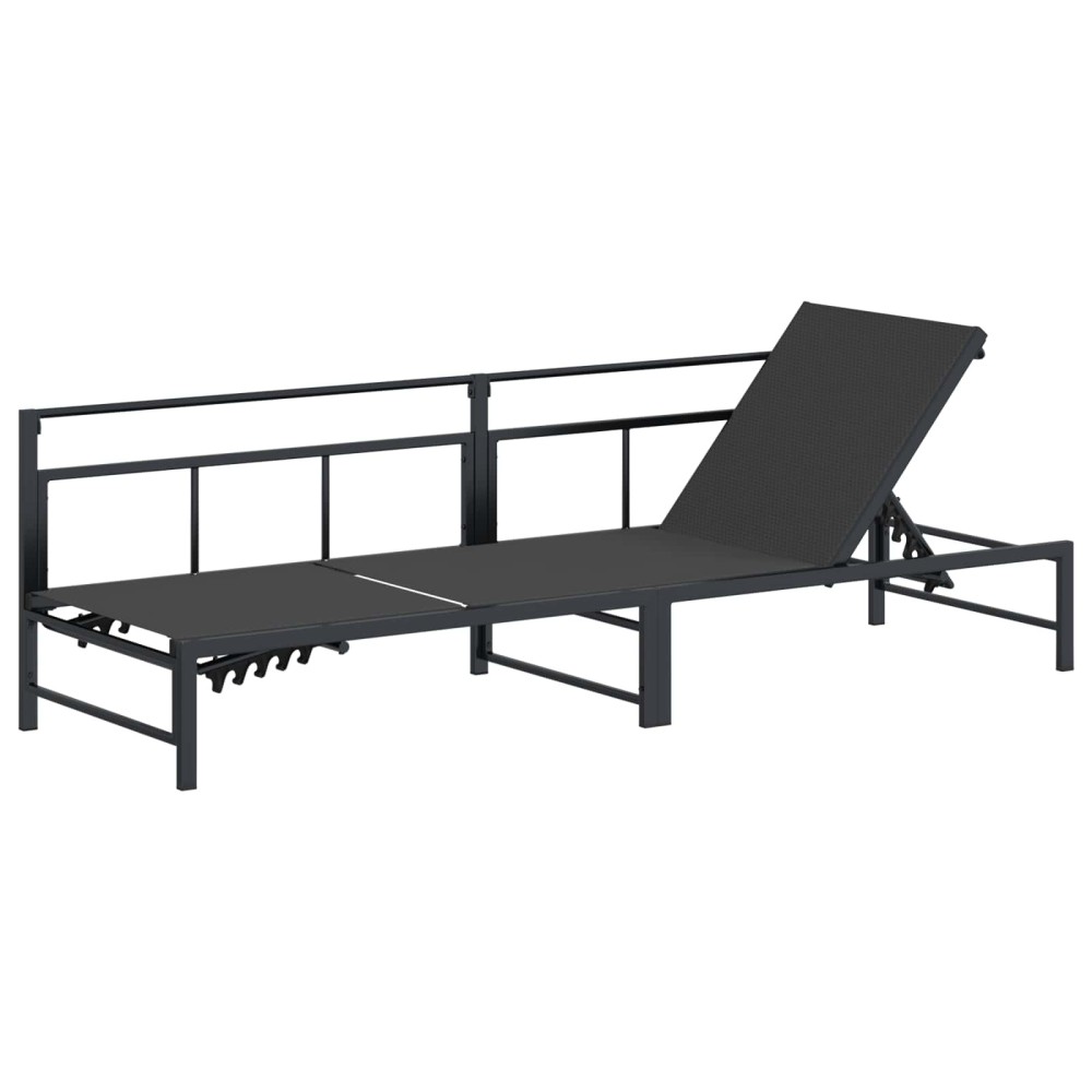 vidaXL Ξαπλώστρα Μαύρο 200 x 62 x 59,5 εκ Textilene