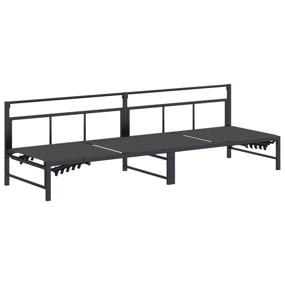 vidaXL Ξαπλώστρα Μαύρο 200 x 62 x 59,5 εκ Textilene