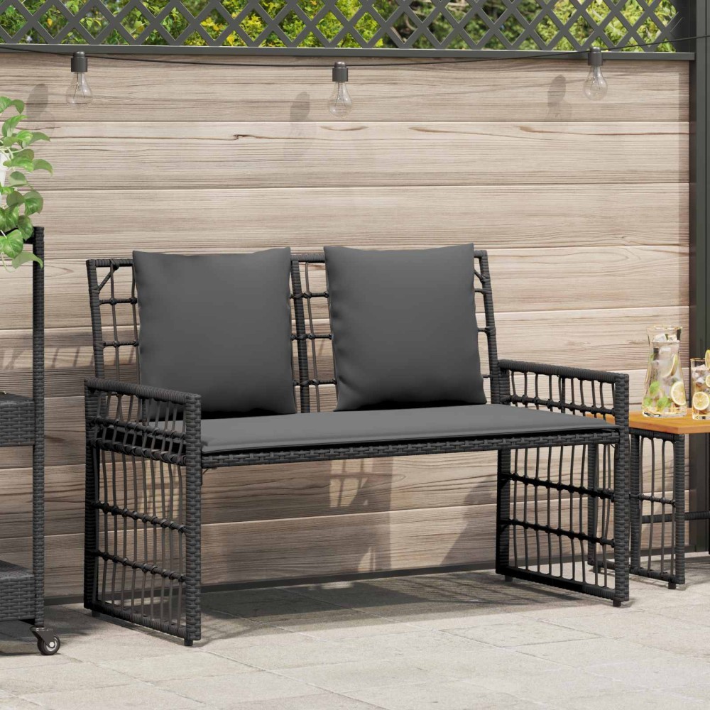 vidaXL Εξωτερικός πάγκος Μαύρο και Σκούρο Γκρίζο 116 x 55 x 82 εκ