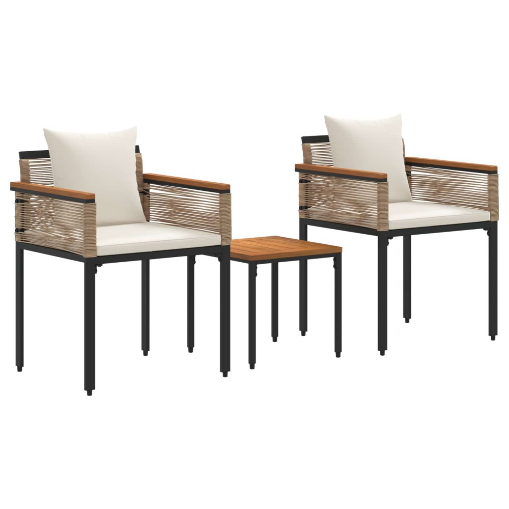 vidaXL Σετ Εξωτερικών Επίπλων με μαξιλάρι 3 pcs Μπεζ και Κρέμ Ράτα PE