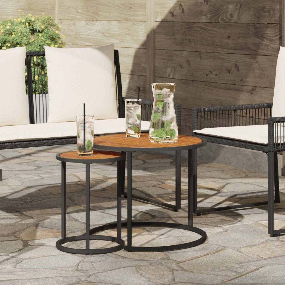 vidaXL Σετ Τραπεζιού Για Καφέ 2 pcs Στερεό Ξύλο Ακακίας