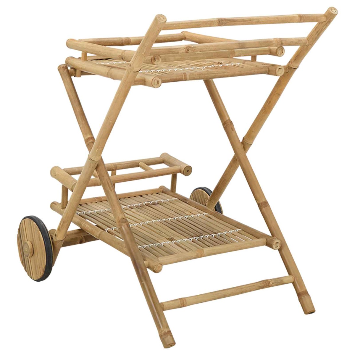 vidaXL Τρόλεϊ τσαγιού με ρόδες Φυσικό 79 x 67.5 x 84 εκ. Μπαμπού