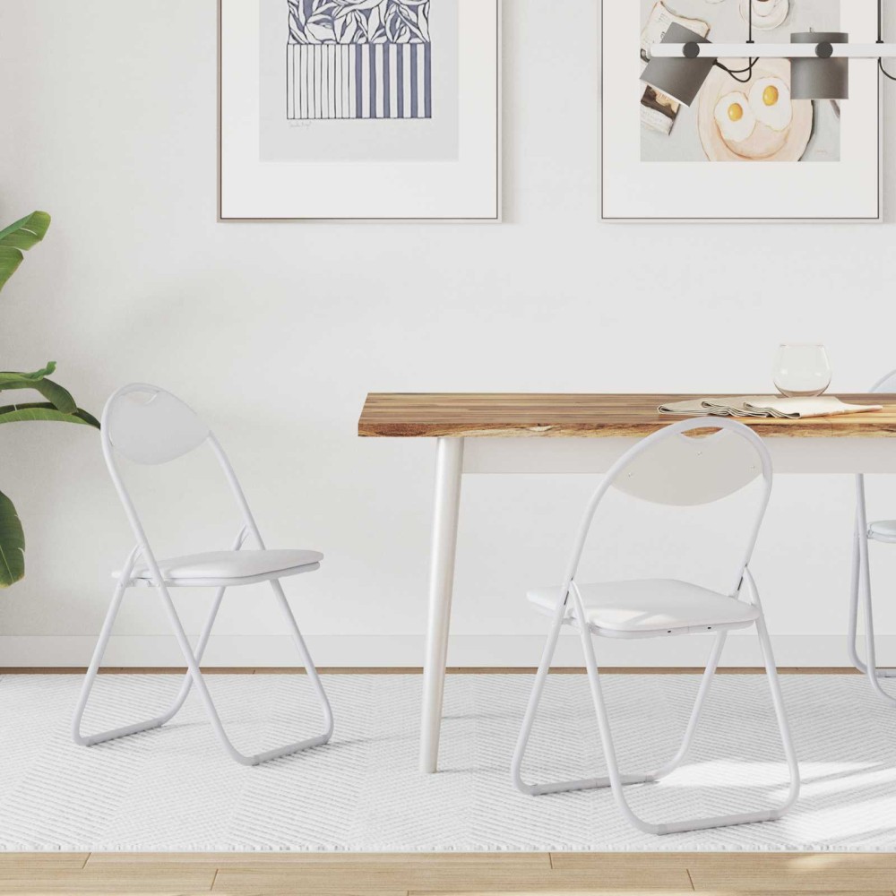 vidaXL Πτυσσόμενη Καρέκλα 2 pcs Λευκός 48 x 43,5 x 81 εκ.