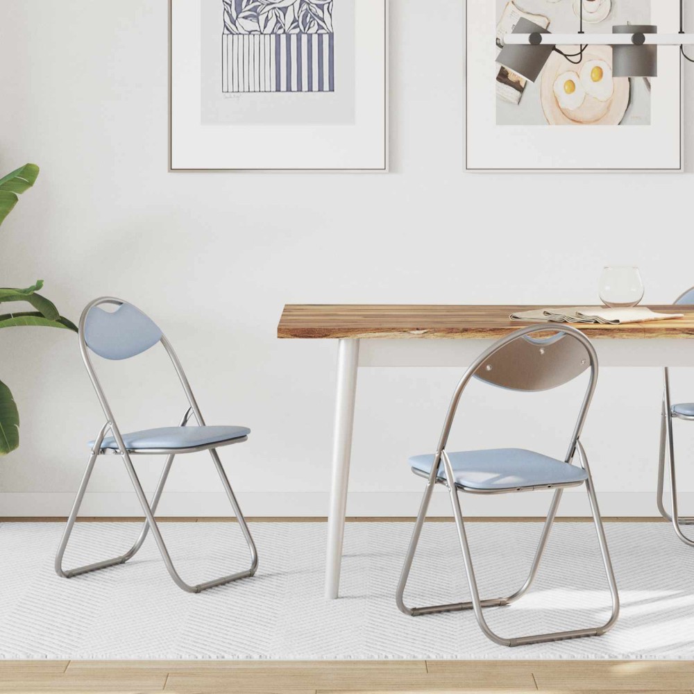 vidaXL Πτυσσόμενη Καρέκλα 2 pcs Γκρι 48 x 43,5 x 81 εκ. Τεχνητό Δέρμα