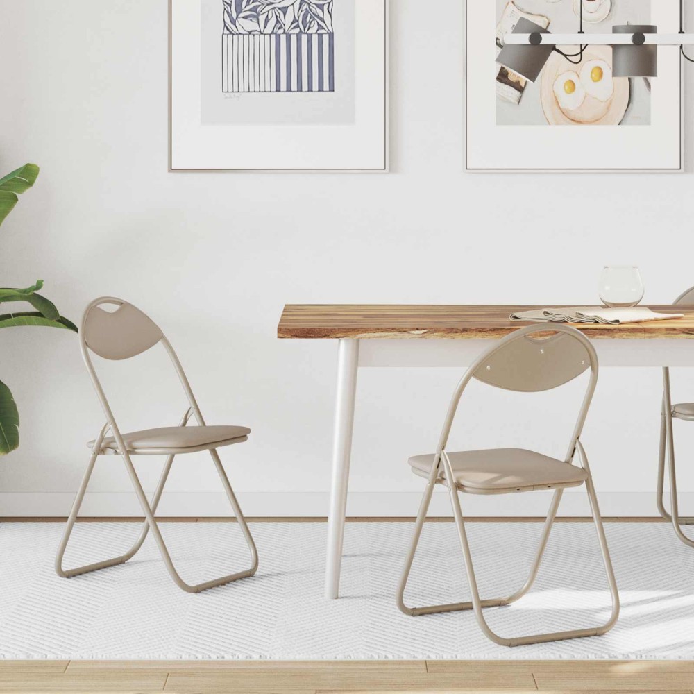 vidaXL Πτυσσόμενη Καρέκλα 2 pcs Άμμος 48 x 43,5 x 81 εκ. Τεχνητό Δέρμα