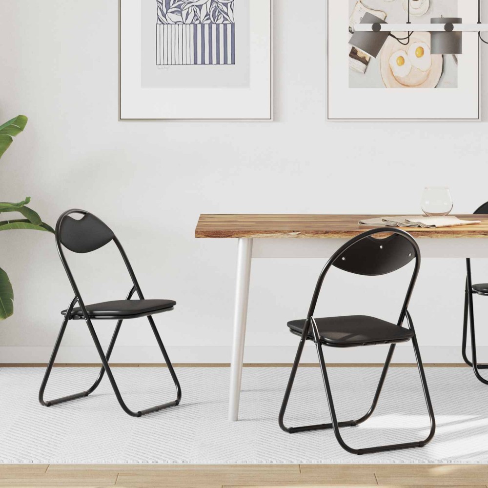 vidaXL Πτυσσόμενη Καρέκλα 2 pcs Μαύρο 48 x 43,5 x 81 εκ. Τεχνητό Δέρμα