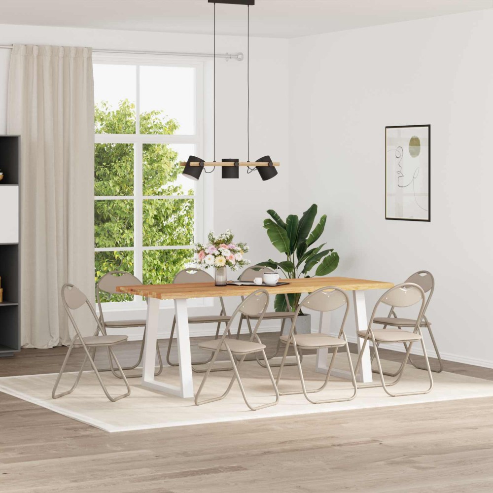 vidaXL Πτυσσόμενη Καρέκλα 8 pcs Άμμος 48 x 43,5 x 81 εκ. Τεχνητό Δέρμα