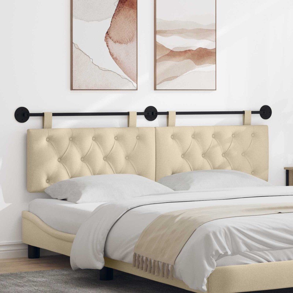 vidaXL Κεφαλάρι κρεβατιού κρεμαστό Κρεμ Ύφασμα