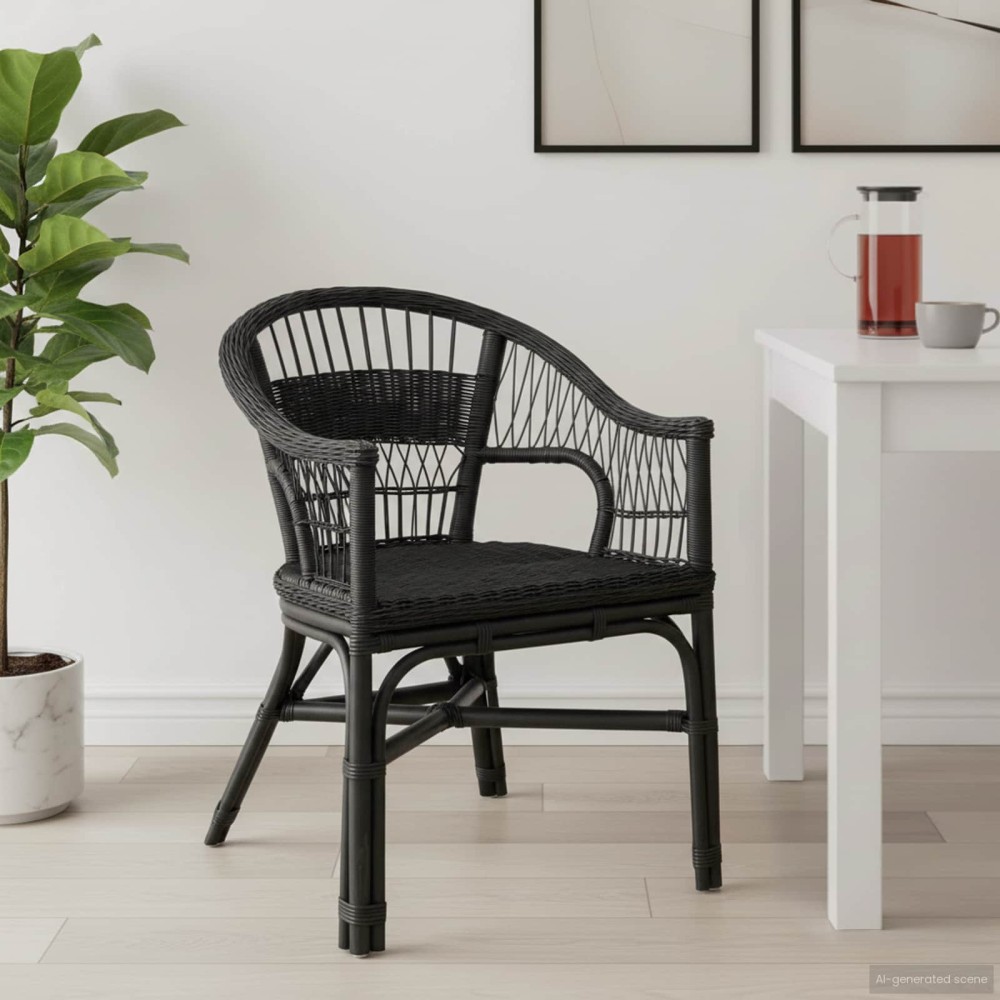 vidaXL Στοιβαζόμενη Καρέκλα Μαύρο 60 x 60 x 81 εκατοστά Ρατάν