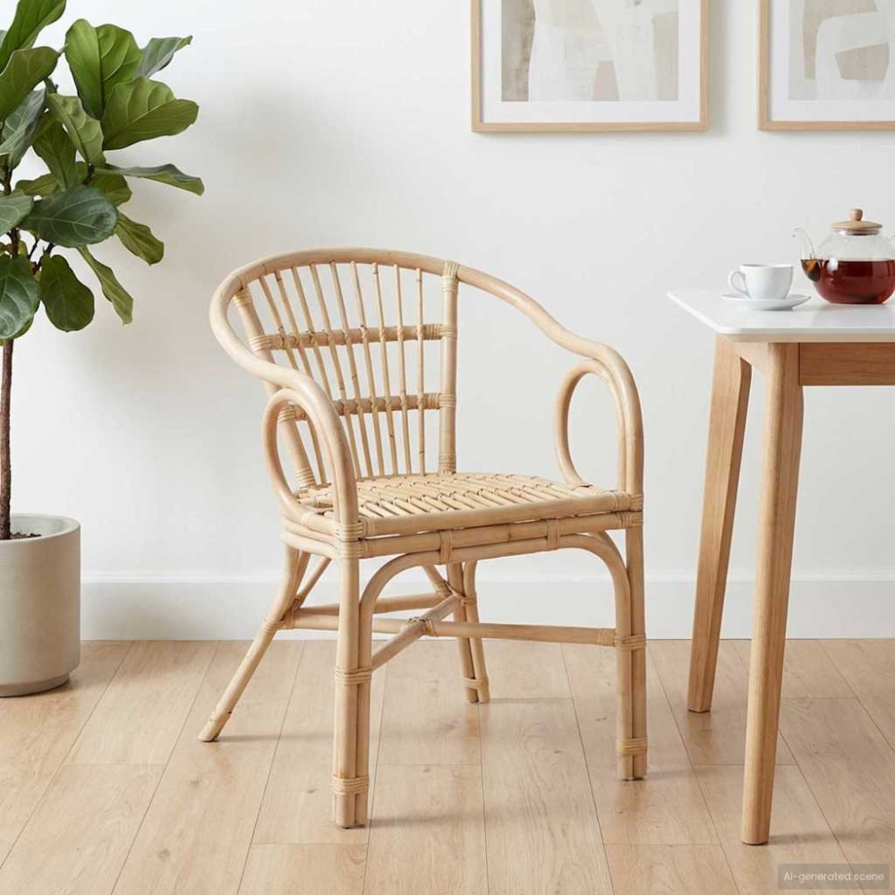 vidaXL Στοιβαζόμενη Καρέκλα Φυσικό 58 x 60 x 81 cm Ρατάν