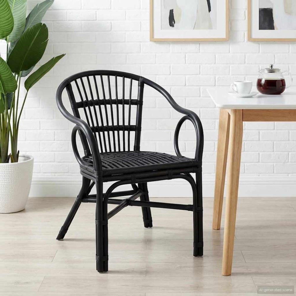 vidaXL Στοιβαζόμενη Καρέκλα Μαύρο 58 x 60 x 81 cm Ρατάν