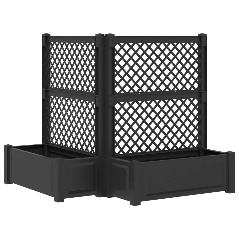vidaXL Μεγάλη Γλάστρα με Στήριγμα 2 pcs Ανθρακί 143 x 143 x 133,5 εκ