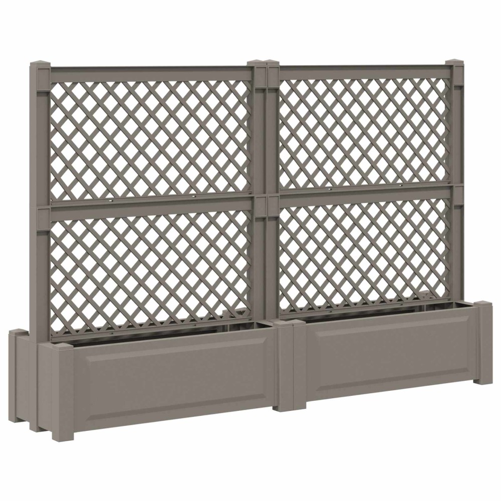 vidaXL Μεγάλη Γλάστρα με Δίχτυ 2 pcs Γκρι 200 x 43 x 133,5 εκ PP