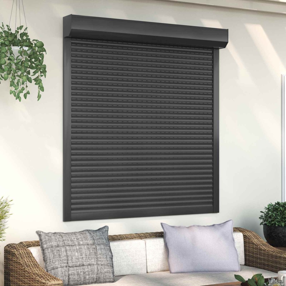 vidaXL Ρολό εισόδου Ανθρακί 130 x 140 cm Αλουμίνιο και Πολυουρεθάνη