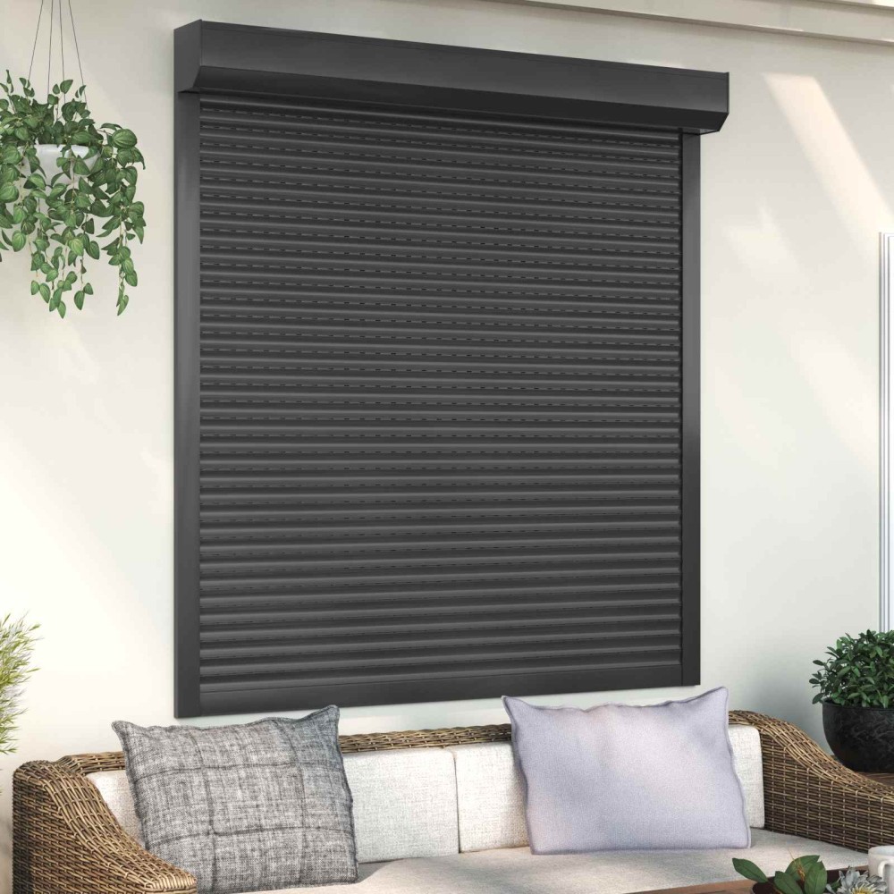 vidaXL Ρολό εισόδου Ανθρακί 140 x 150 cm Αλουμίνιο και Πολυουρεθάνη