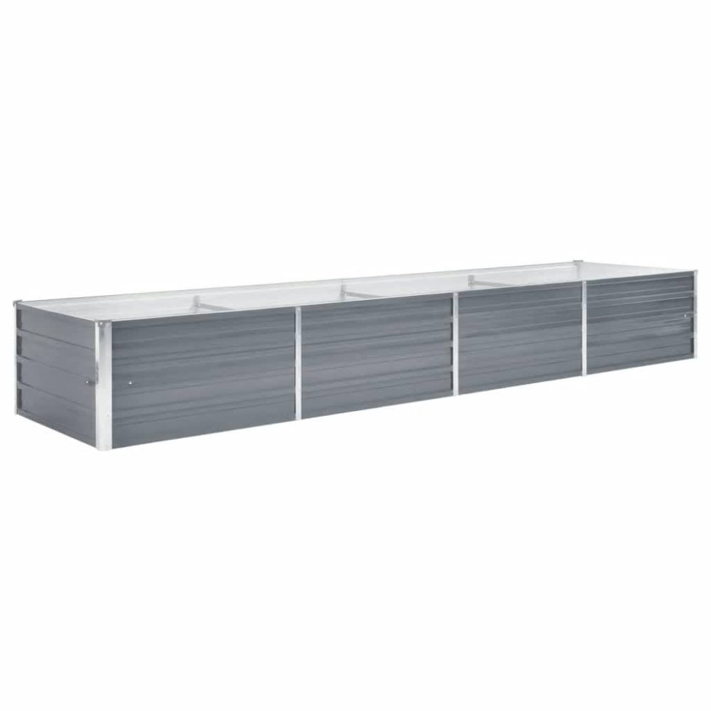 vidaXL Ζαρντινιέρα Υπερυψωμένη Γκρι 320x80x45 εκ. Γαλβανισμ. Χάλυβας