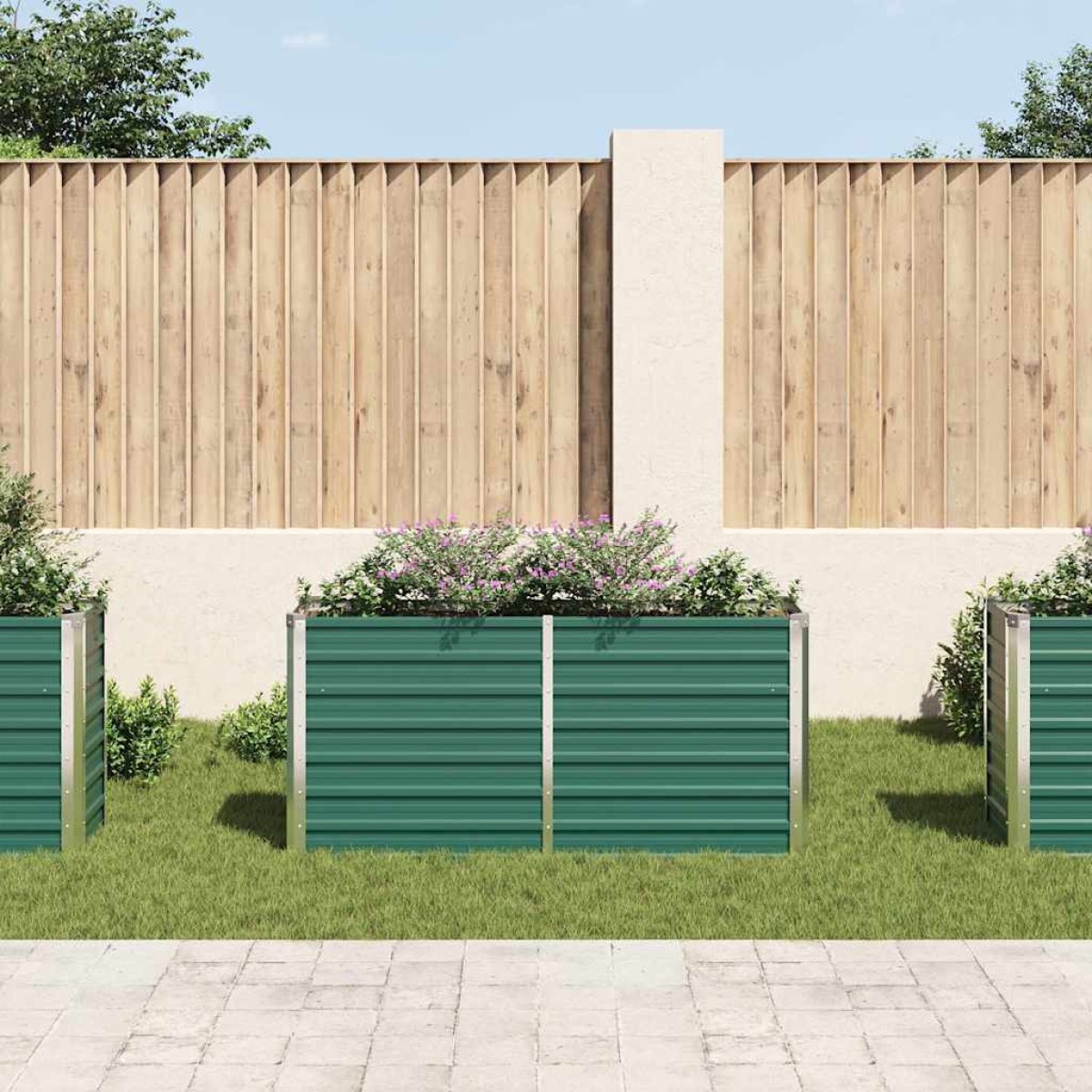 vidaXL Ζαρντινιέρα Υπερυψωμένη Πράσινη 160x40x77 εκ. Γαλβαν. Χάλυβας
