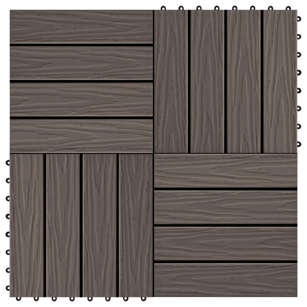 vidaXL Πλακάκια Deck 11 τεμ. Ανάγλυφα Σκούρο Καφέ 30x30 εκ. 1 μ² WPC