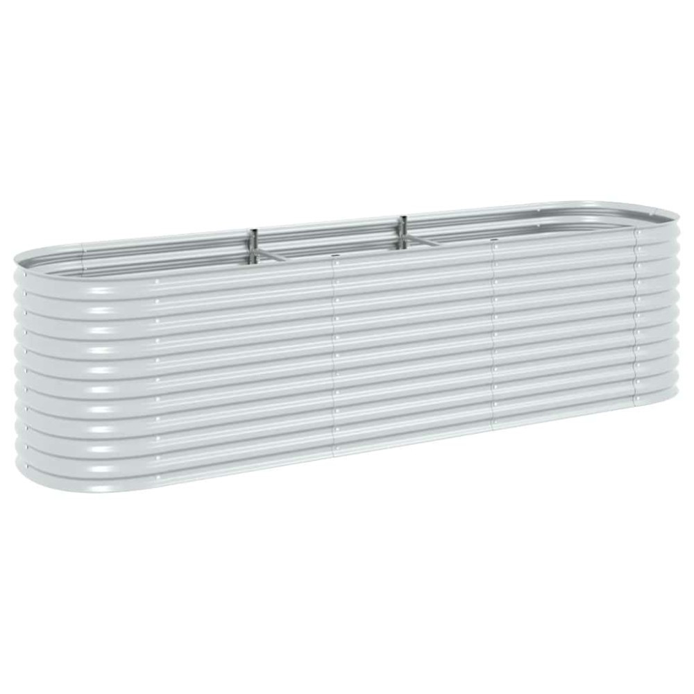 vidaXL Ζαρντινιέρα Υπερυψωμένη Ασημί 320x80x81 εκ. Γαλβανισμ. Χάλυβας