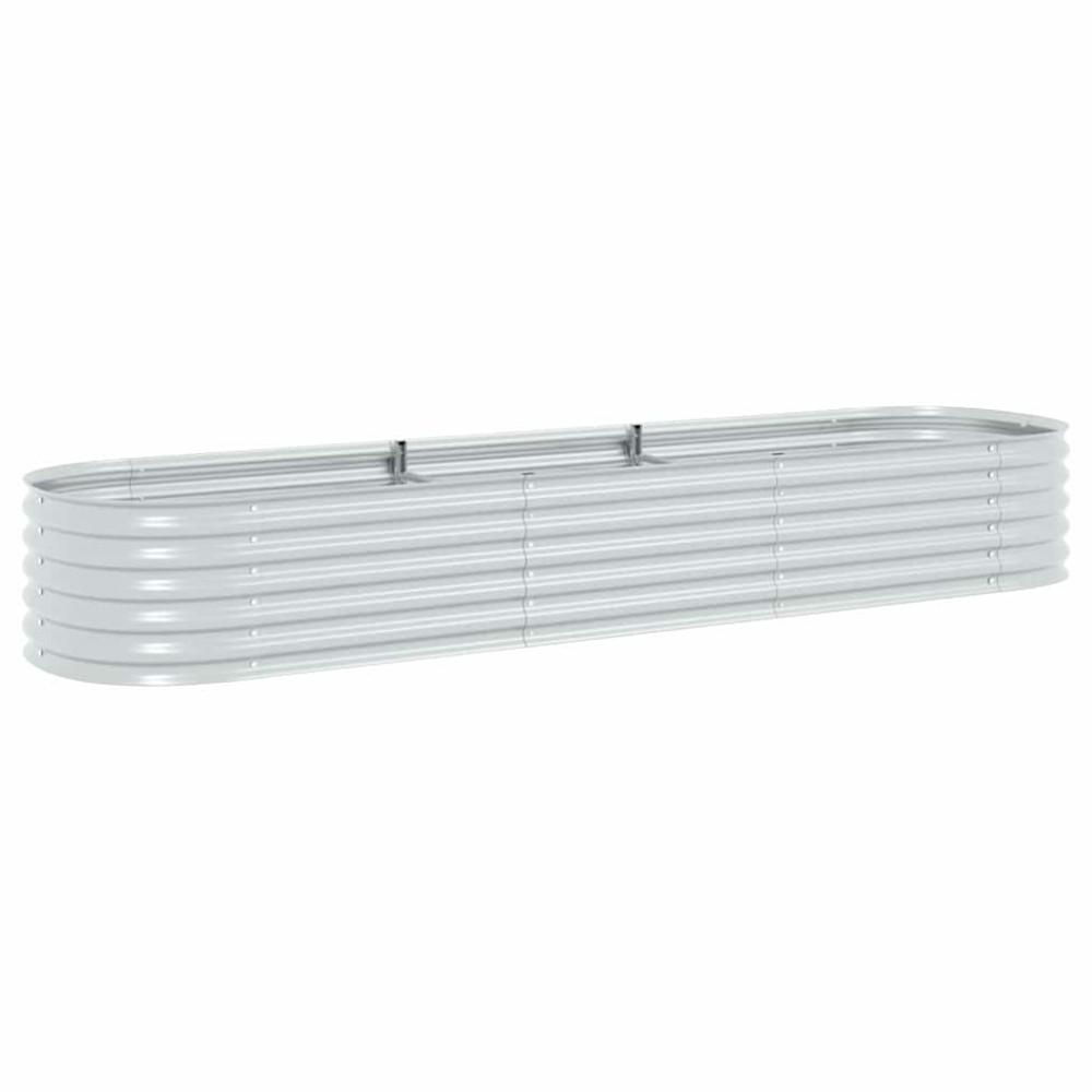 vidaXL Ζαρντινιέρα Υπερυψωμένη Ασημί 320x80x44 εκ. Γαλβανισμ. Χάλυβας