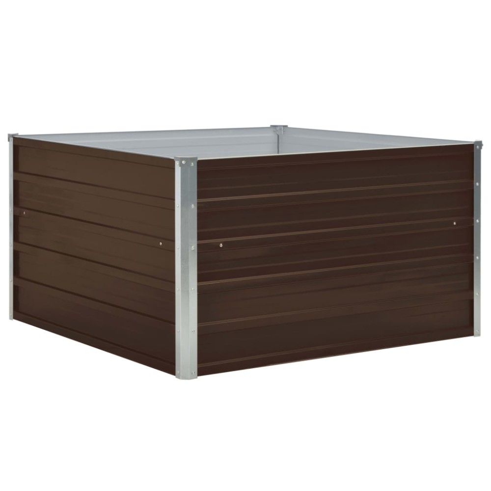 vidaXL Ζαρντινιέρα Ψηλή Καφέ 100 x 100 x 45 εκ. Γαλβανισμένος Χάλυβας