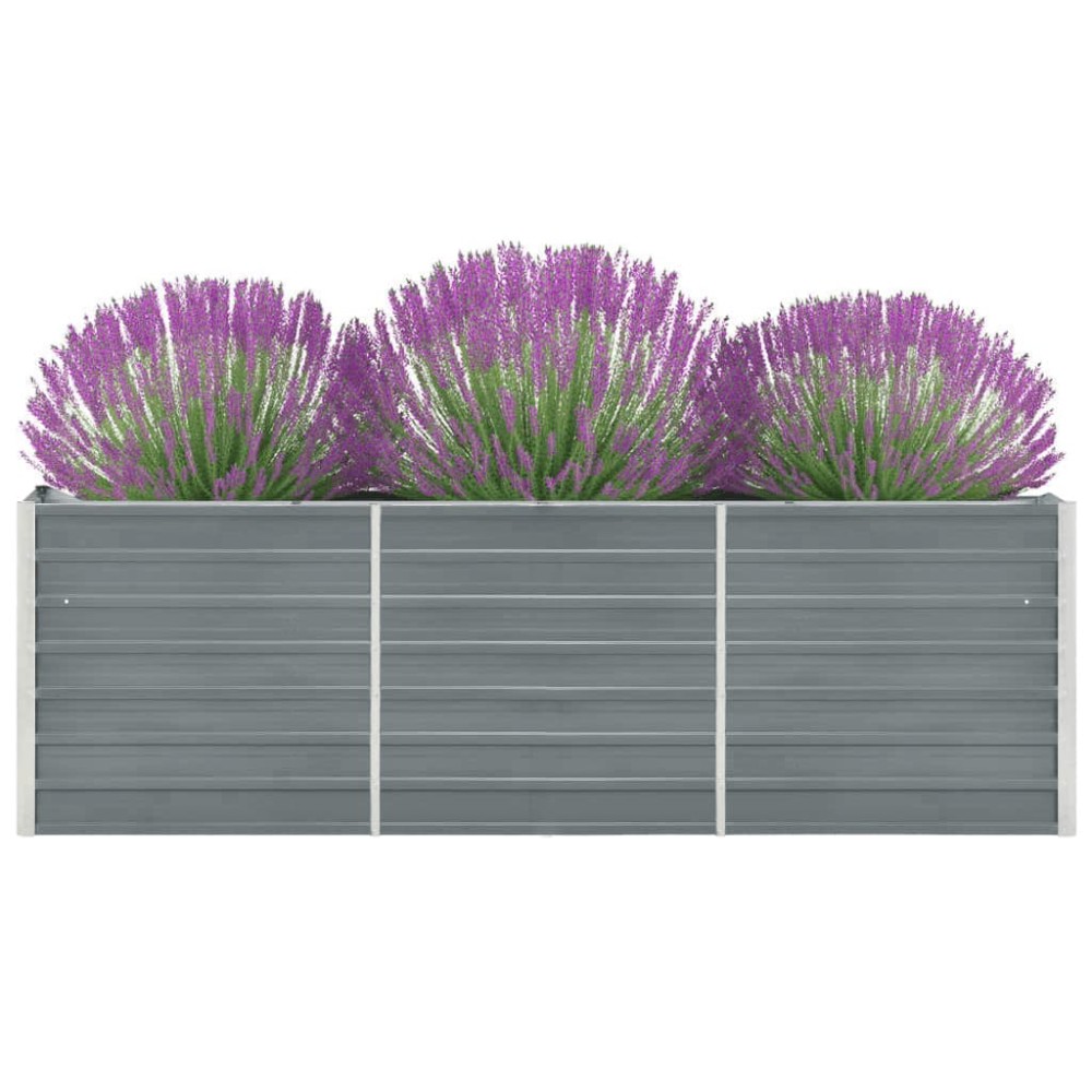 vidaXL Ζαρντινιέρα Υπερυψωμένη Γκρι 240x40x77 εκ. Γαλβανισμ. Χάλυβας