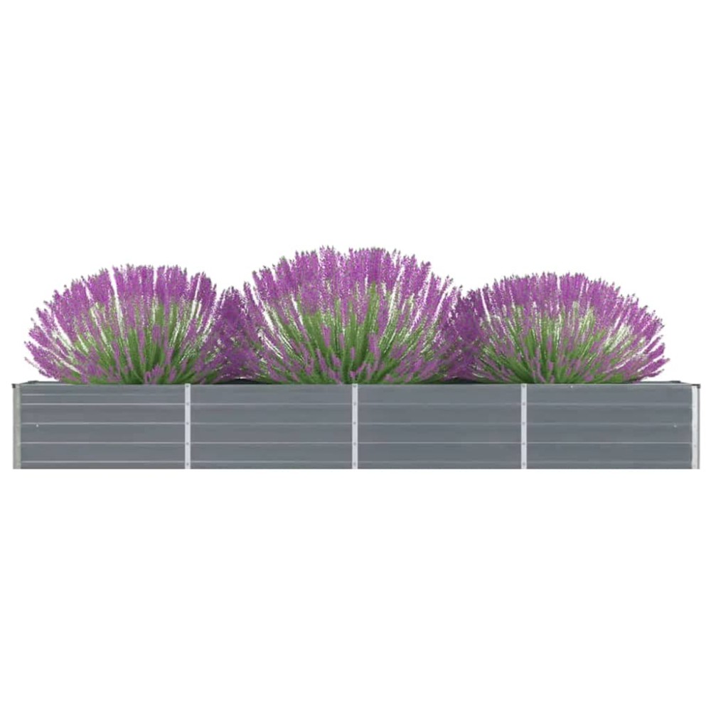vidaXL Ζαρντινιέρα Υπερυψωμένη Γκρι 320x40x45 εκ. Γαλβανισμ. Χάλυβας