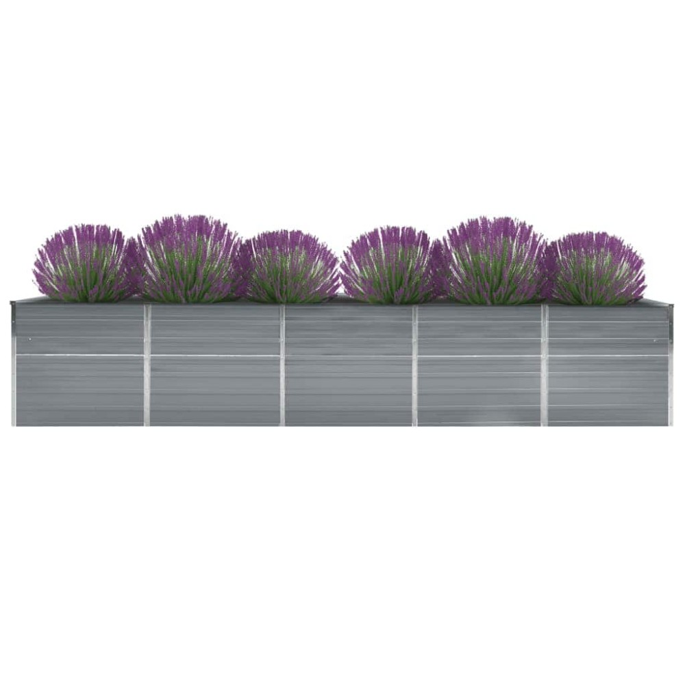 vidaXL Ζαρντινιέρα Υπερυψωμένη Γκρι 400x80x77 εκ. Γαλβαν. Χάλυβας