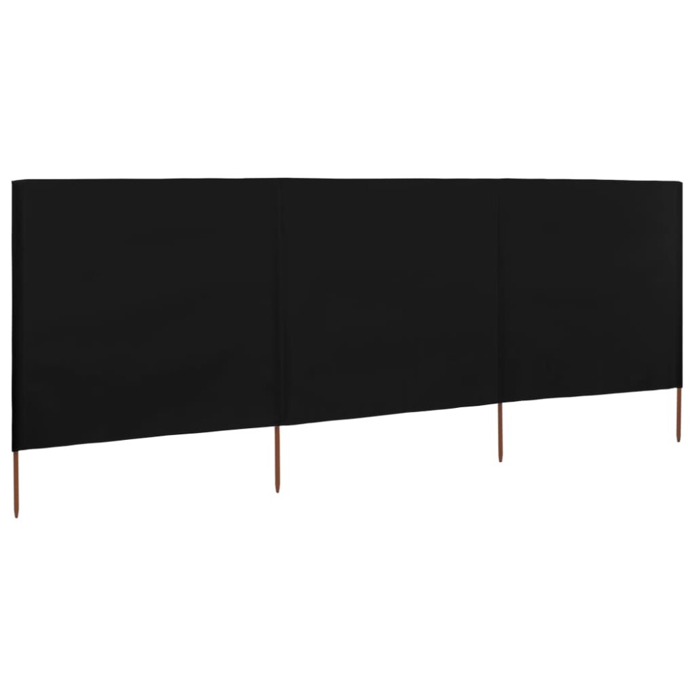 vidaXL Προστατευτικό Αέρα με 3 Πάνελ Μαύρο 400 x 120 εκ. Υφασμάτινο