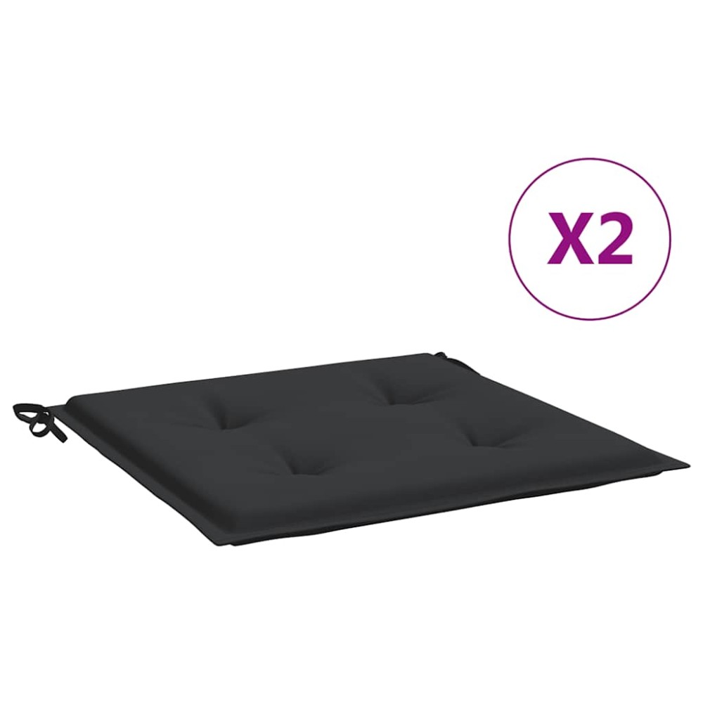 vidaXL Μαξιλάρια Καρέκλας Κήπου 2 τεμ. Μαύρα 50x50x4 εκ. Oxford Ύφασμα