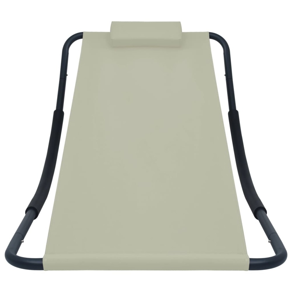 vidaXL Ξαπλώστρα - Κρεβάτι Κήπου Κρεμ 200 x 90 εκ. από Ατσάλι