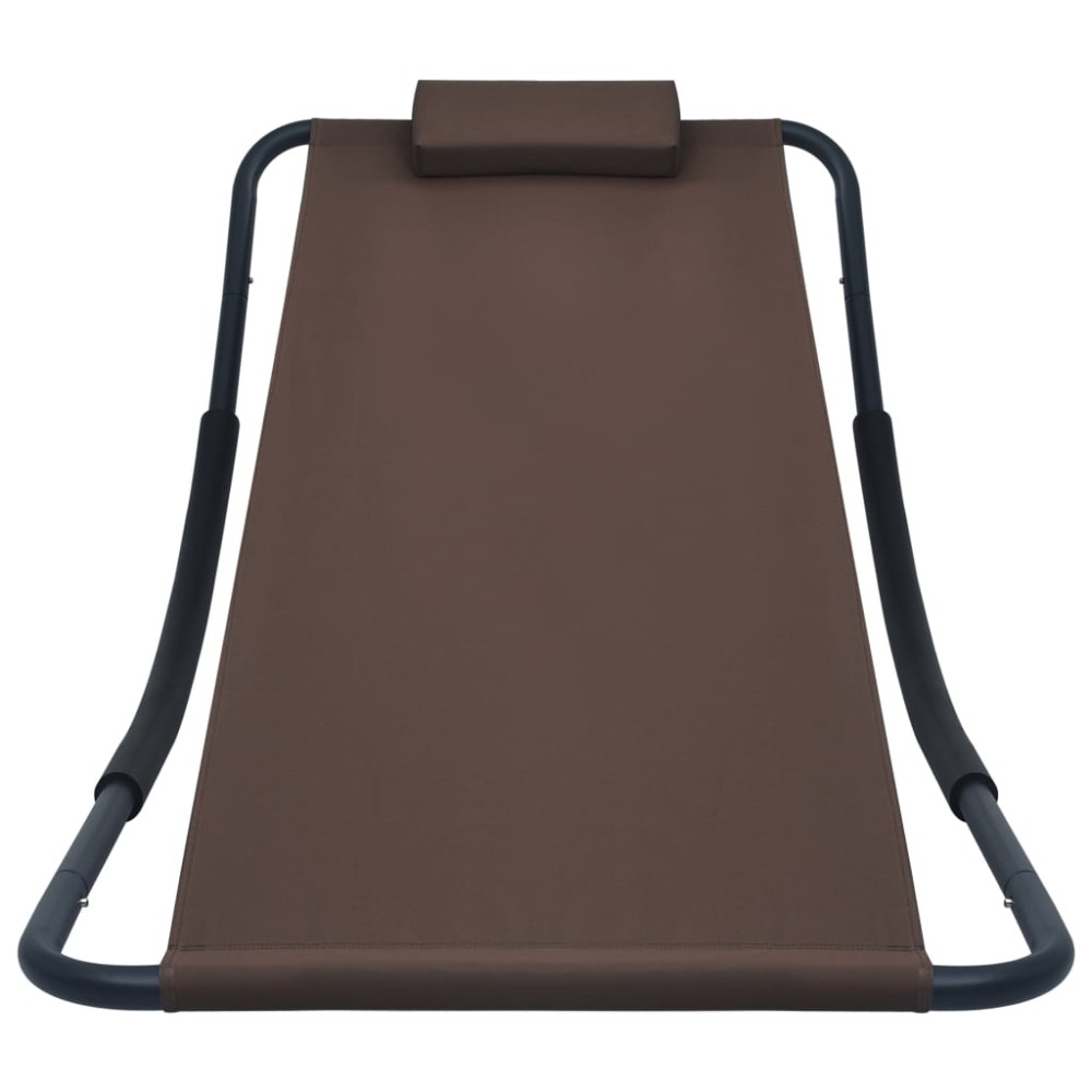 vidaXL Ξαπλώστρα - Κρεβάτι Κήπου Καφέ 200 x 90 εκ. από Ατσάλι