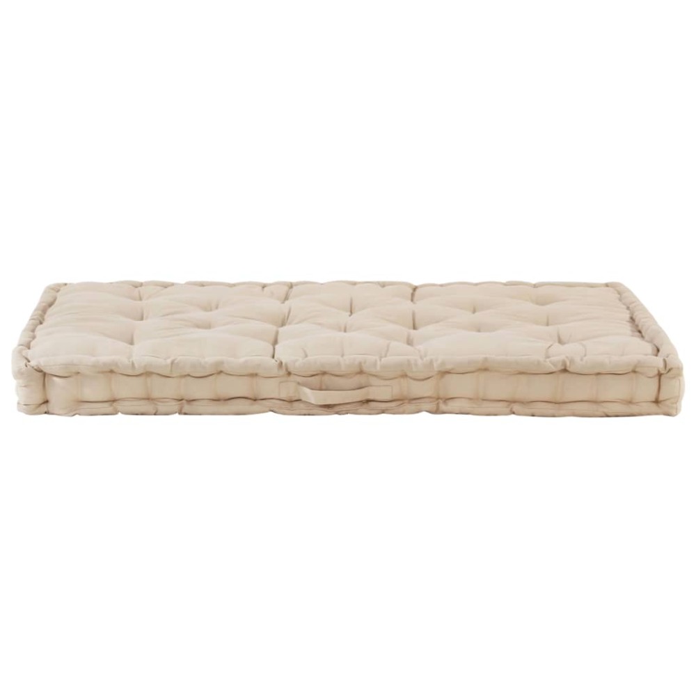 vidaXL Μαξιλάρα Δαπέδου / Παλέτας Μπεζ 120 x 80 x 10 εκ. Βαμβακερή