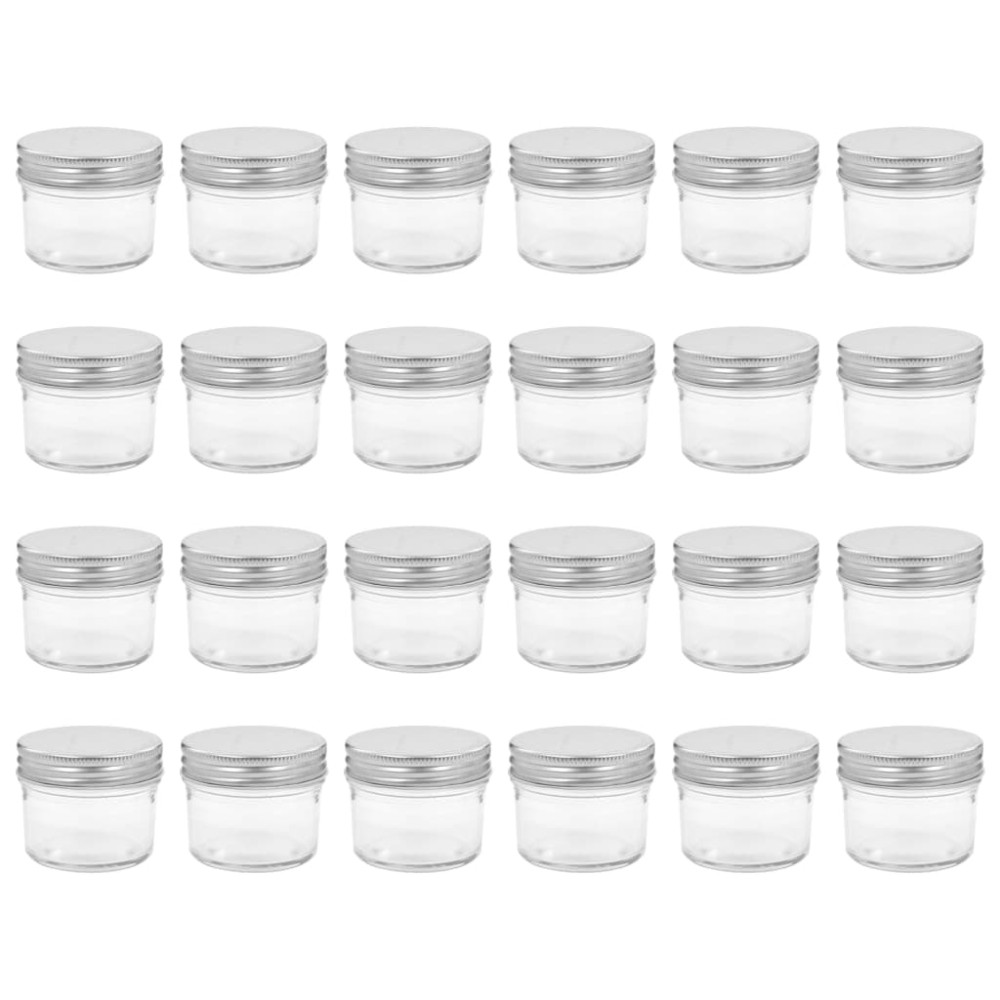 vidaXL Βάζα Μαρμελάδας 24 τεμ. 110 ml Γυάλινα με Ασημένια Καπάκια