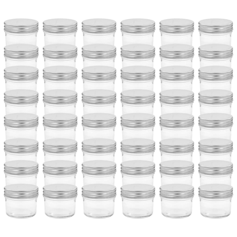 vidaXL Βάζα Μαρμελάδας 48 τεμ. 110 ml Γυάλινα με Ασημένια Καπάκια